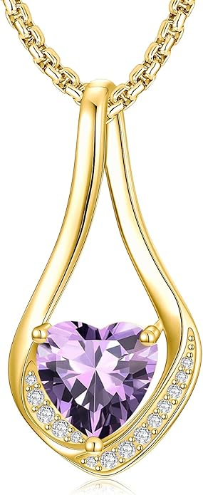 Birthstone Necklaces for Women,18k Yellow/White Gold Plated Forever Love Heart Infinity Pendant Necklace Anniversary Jewelry Christmas Birthday Gifts for Women Her Wife Girlfriend