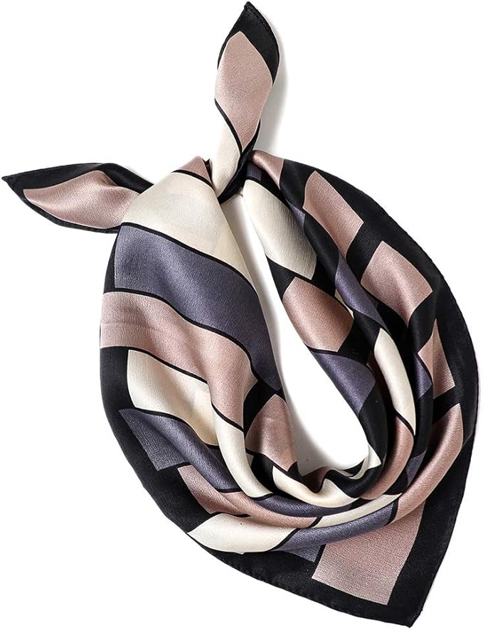 ANDANTINO 100% Mulberry Silk Square Scarf for Hair-25.6" X25.6'' Women Men Natural Silk Neckerchief Digital Printed Headscarf