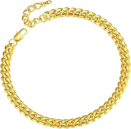 ChainsPro Chunky Miami Cuban Link Chains for Men,Stainless Steel Cuban Chain Necklace,4.8/6/10/14mm Width,No Tarnish& Thick Hip Hop Jewelry,18-30 inch Length, Black/Gold Plated/Silver,Send Gift Box