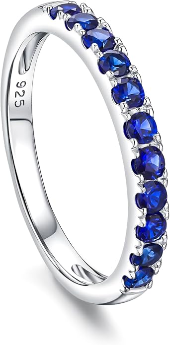 CAIDIKA Created Ruby/Sapphire/Emerald Stackable Rings for Women 14K Gold Plated/ 925 Sterling Silver 2.2mm Wedding Band Ring (with Gift Box)