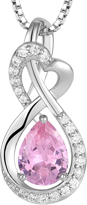 Infinity Necklace Birthstone Pendant 925 Sterling Silver Jewelry for Women