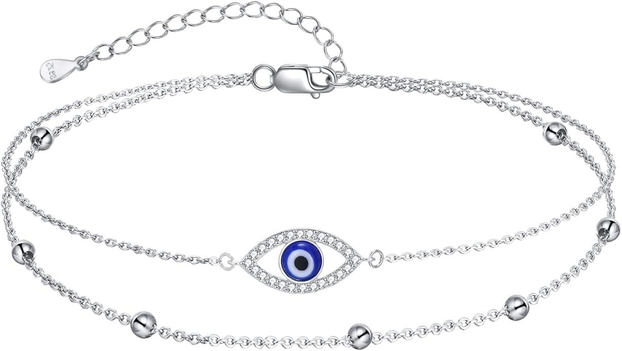 Evil Eye Anklet 10/14/18K Gold Stackable Evil Eye Ankle Bracelets Christmas Jewelry Anklets Gifts for Women