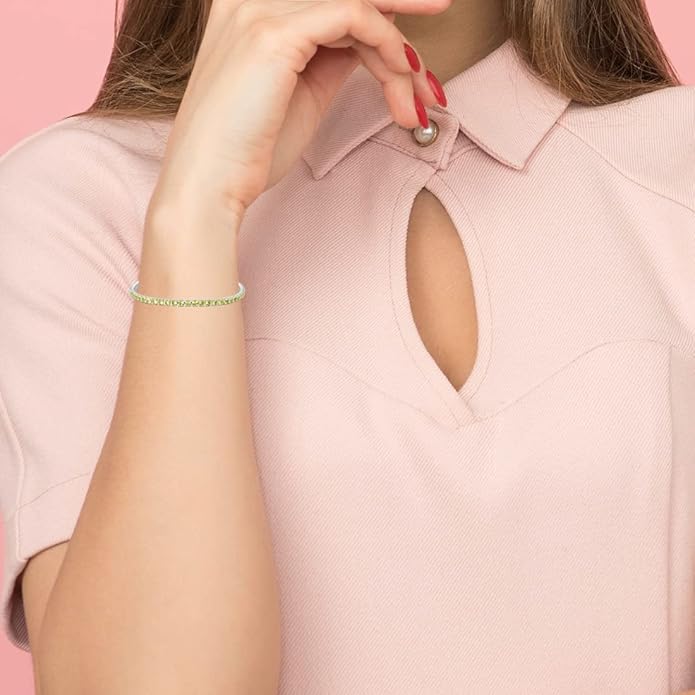 Sterling Silver Birthstone Tennis Bracelets for Women 2.5mm Tennis Bolo Bracelet Fashion Jewelry Birthday Gifts for Women Mom Wife | Adjustable Size 9"