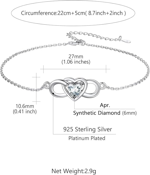 Custom4U Personalized Infinity Ankle Bracelets for Women 925 Sterling Silver Anklet Bracelet Endless Love Symbol Birthstone Charm Adjustable Foot Chain Jewelry Mothers Day Gifts for Mom Wife Women Her