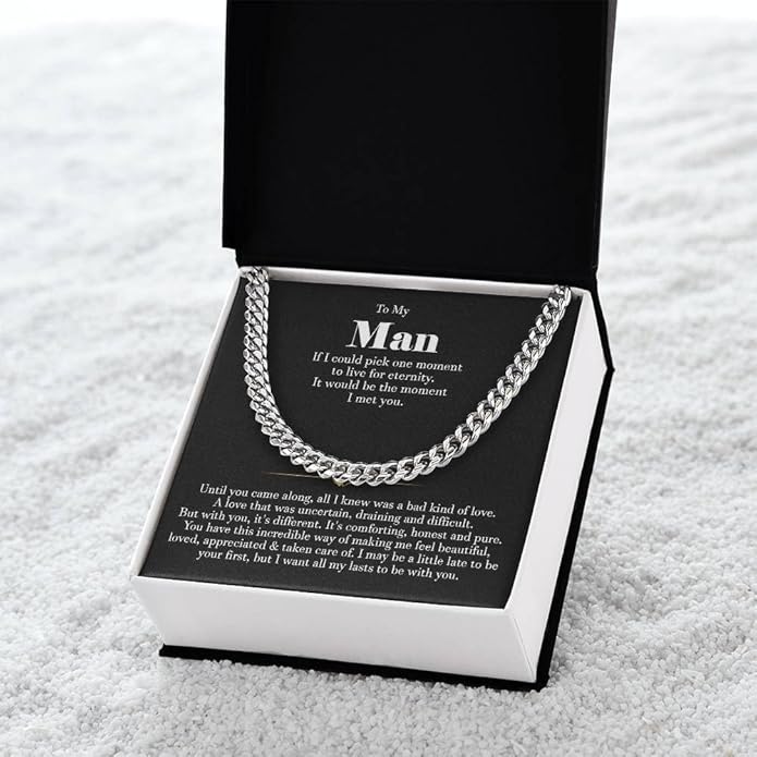 VIRAGIL To My Man Necklace Chain for Men, Silver Stainless Steel Chain Jewelry, Romantic Gift from Partner for Birthday Valentine or Everyday Wear with Meaning