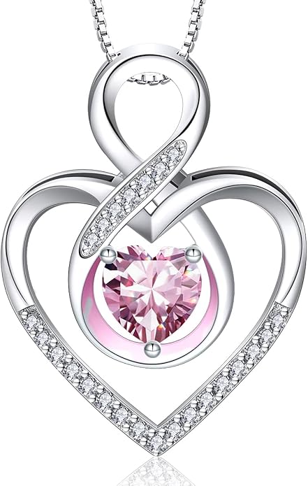 RIVIKO Infinity Heart Symbol Necklace for Women 925 Sterling Silver Love Heart Pendant Valentine's Day Mother's Day Anniversary Birthday Christmas Jewelry Gifts for Women Mom Wife Sister Her Friends