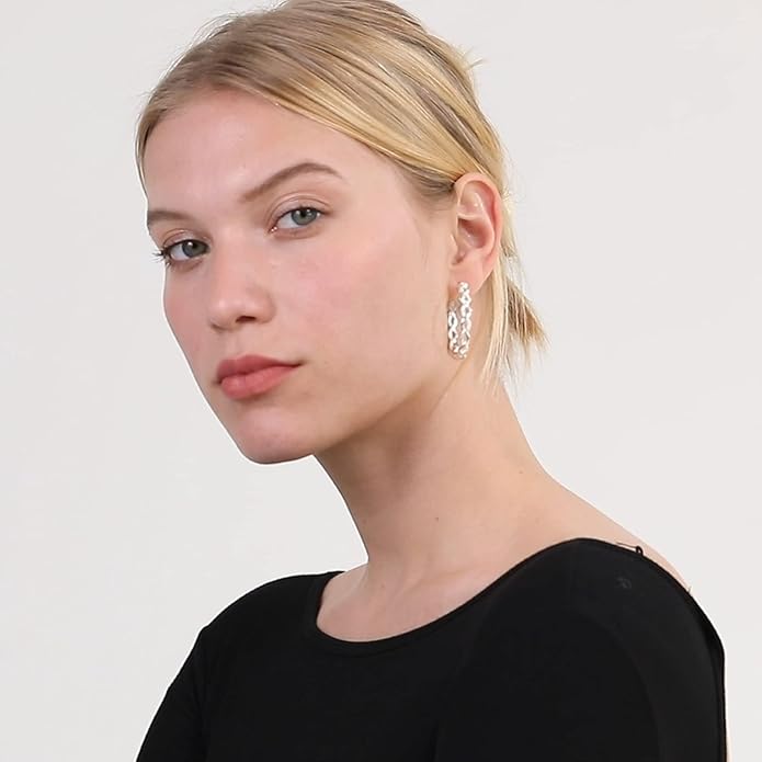 Senteria 925 Sterling Silver Earrings Hoops for Women Lightweight Twisted Hoop Earrings With Cubic Zirconia Hypoallergenic Hoops Earrings (20/30/40/50/60MM)