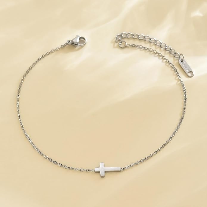 Ankle Bracelets for Women Dainty 18K Gold Plated Anklet Waterproof Round Beaded Paperclip Herringbone Pearl Chain Anklets Waterproof Beach Foot Jewelry