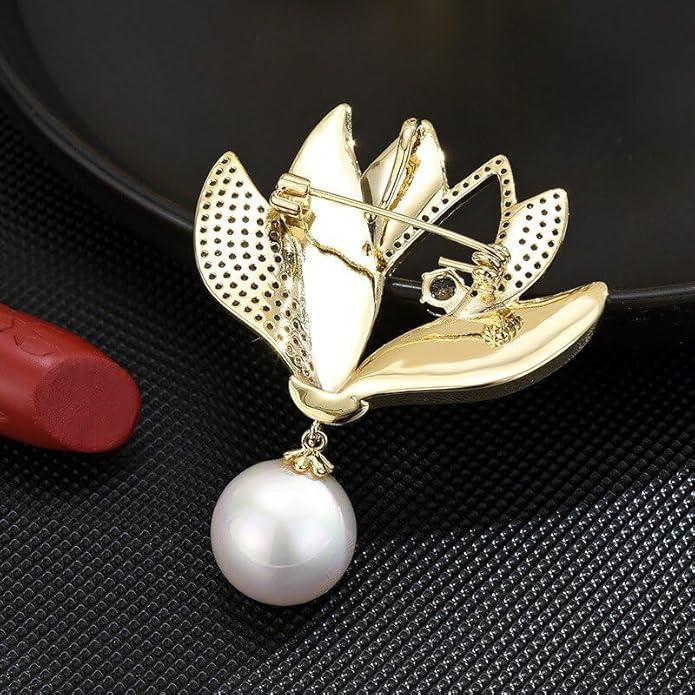 Flower Brooch Pin - Rhinestone Flower Pin 18k Gold Plated - Thanksgiving Day, Birthday, Wedding Gifts for Mom, Wife