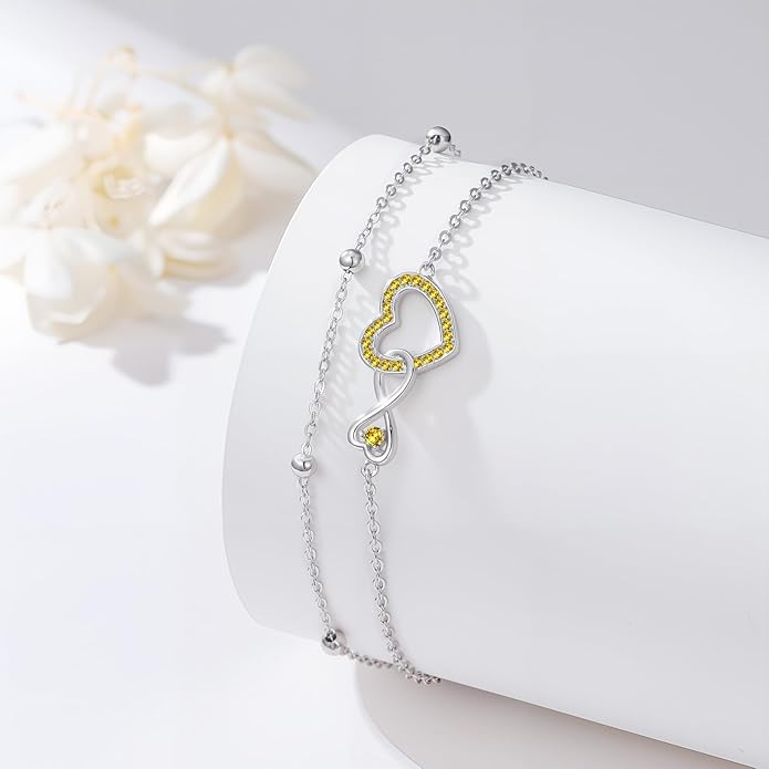 Anklet for Women 925 Sterling Silver Double Infinity Ankle Bracelet Waterproof Summer Jewelry Anniversary Birthday Gifts for Her