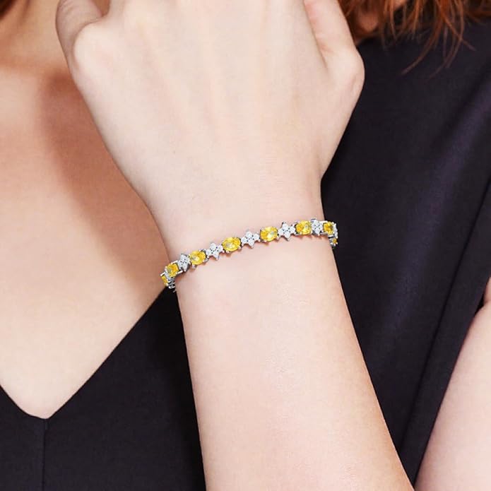 Tennis Birthstone Bracelets Sterling Silver Bracelets Charm Jewelry Birthday Gifts for Women,Girlfriend,Wife,Mom - Graduation, Friendship,Birthday, Anniversary