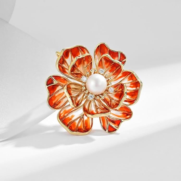Flower Brooch Pin - Rhinestone Flower Pin 18k Gold Plated - Thanksgiving Day, Birthday, Wedding Gifts for Mom, Wife