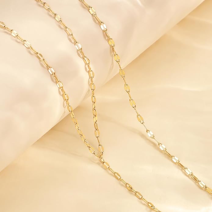 LOVELUCK Long Lariat Necklace for Women,Dainty Layered Y-Shaped Necklaces 14k Gold/Silver Plated Drop Chain Trendy Christmas Jewelry Gifts