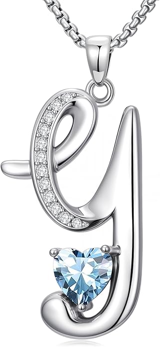 Christmas Gifts for Women Alphabet A to Z Initial Birthstone Pendant Necklaces for Women - 18k White Gold Plated Personalized Name Jewelry Valentine Mothers Day Birthday Gifts for Women Her Girlfriend