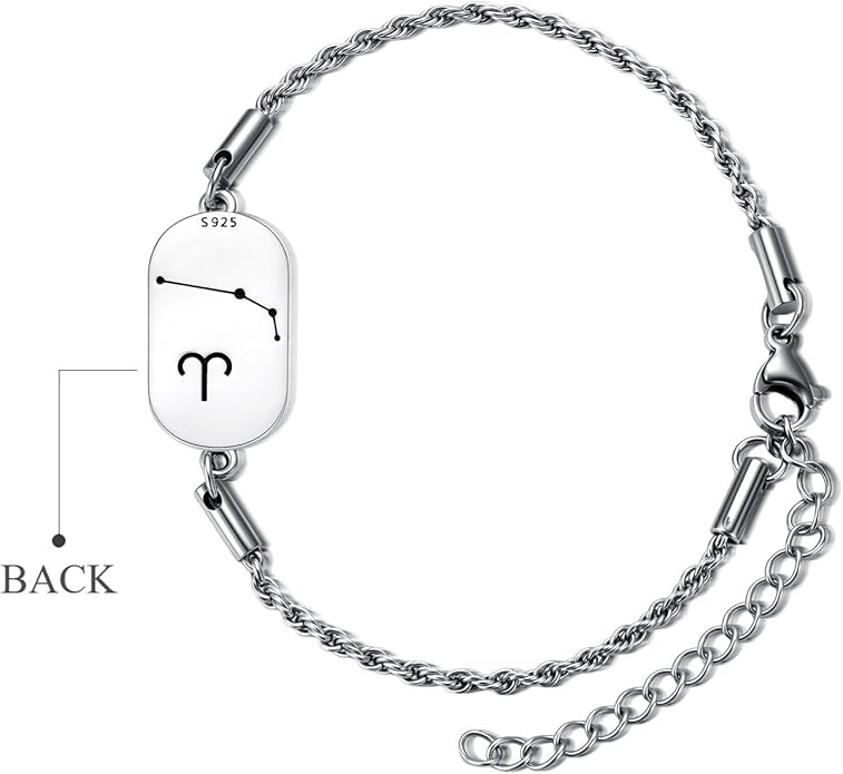 SIMONLY Zodiac Bracelet 925 Sterling Silver Constellation Anklet Horoscope Zodiac Jewelry Christmas Birthday Astrology Gifts for Women Men Unisex