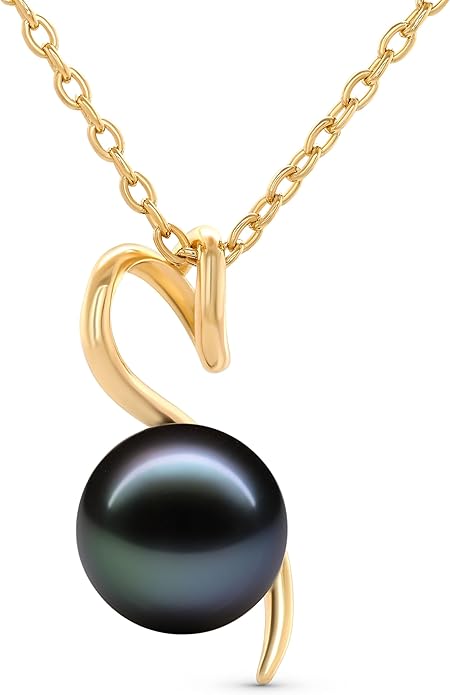 TRYNDI Real Tahitian Black Pearl Necklace Gifts for Women - Larger 11-12mm Luxury Pearl Womens Jewelry, Romantic Valentines Gift for Wife from Husband- Wedding Anniversary, Birthday, Mothers Day, Valentine Necklace for Girlfriend, Fiance & Soulmate