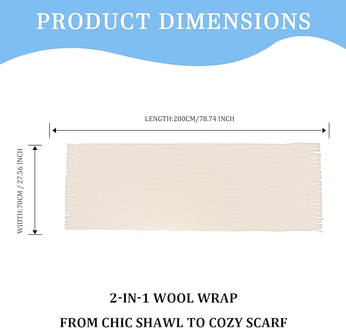 Temminc Winter Scarf for Women - Soft Warm Pashmina Shawl Wrap, Lightweight Fashion Blanket Travel Shawl, Solid Color Scarf