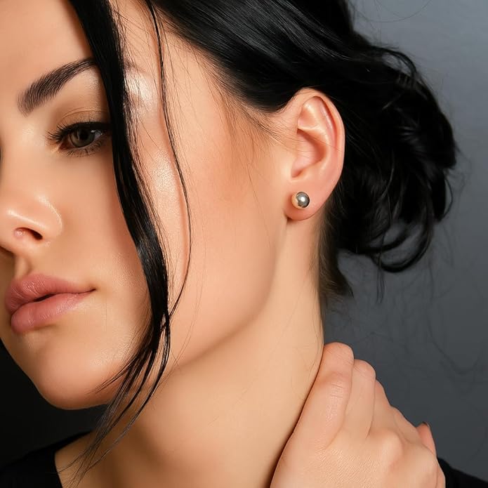 KEZEF Sterling Silver Ball Stud Earrings Hypoallergenic Earrings for Women | Available in Sterling Silver, Rose Gold, or 14K Gold Plated Silver (2mm-10mm)