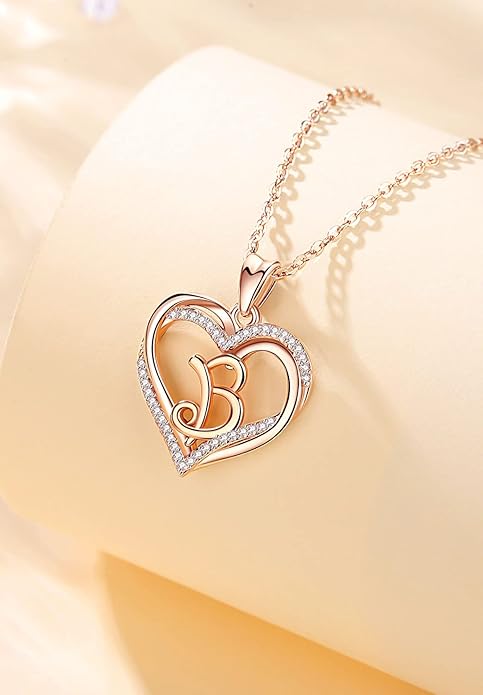 INFUSEU Unique Initial Necklaces for Women Girls Small Heart Letter Jewelry, Meaningful Personalized Gifts
