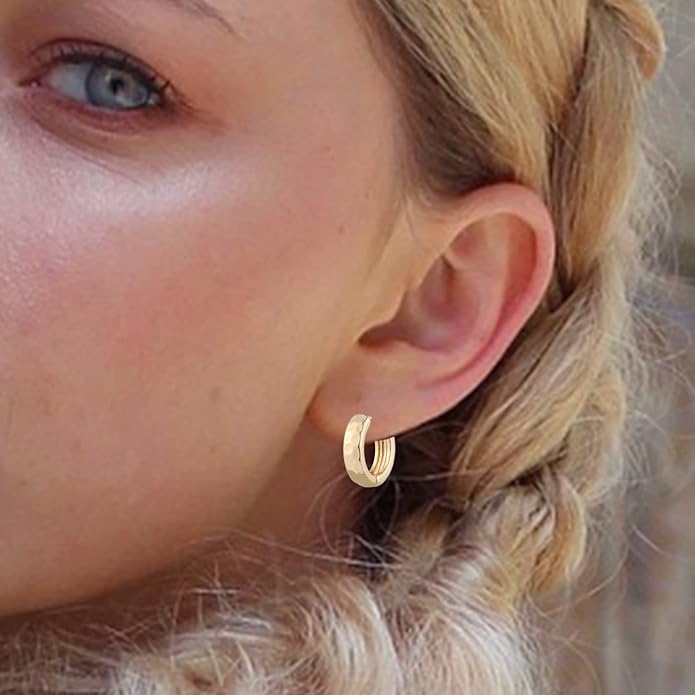 9 Pairs Gold Chunky Hoop Earrings Set for Women, 14K Gold Plated Twisted Huggie Hoop Earring Hypoallergenic, Lightweight Thick Open Hoops Earrings Jewelry Gifts.