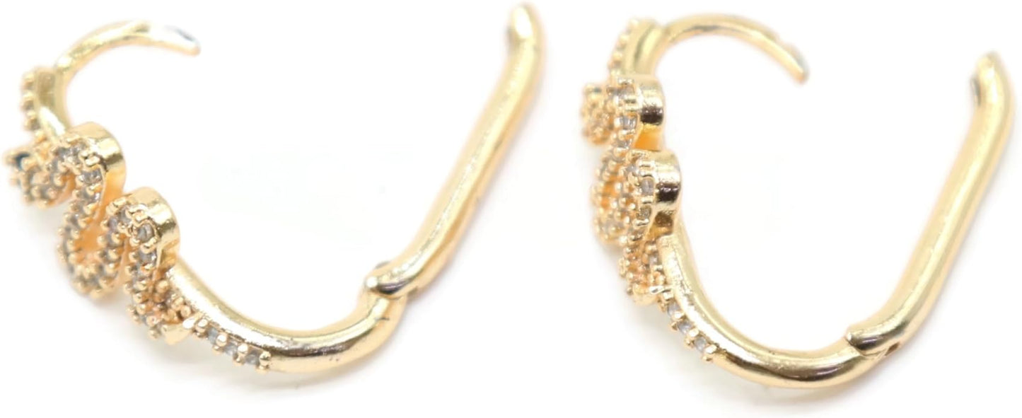 Gold Snake Hoop Earring with Cubic Zirconia – 20mm Elegant Serpent Design for Women – Hypoallergenic Fashion Jewelry.KT0037