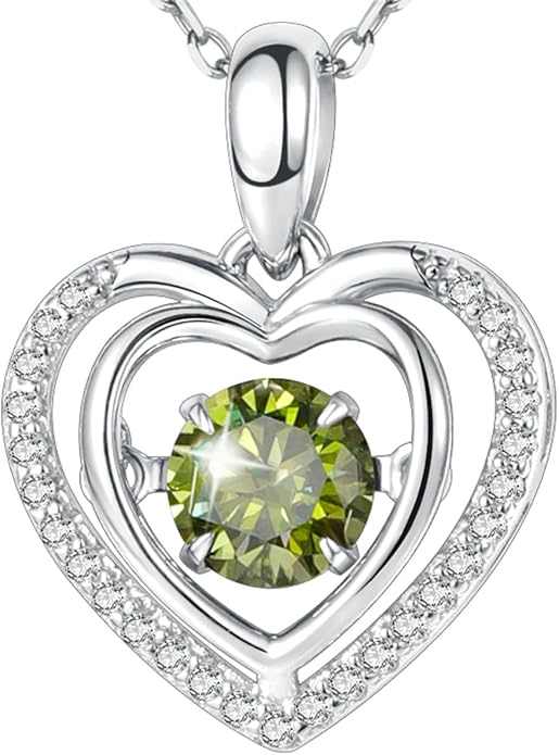 Gem's Beauty Silver Heart Necklace for Women - 925 Silver Moissanite Pendant, Dainty Dance Gift for Her, Mom, Wife |Christmas/Anniversary/Valentine’s Birthstone Jewel