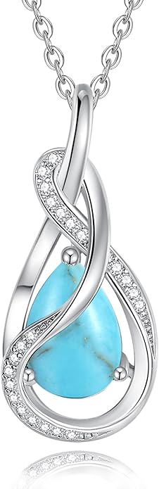 FANCIME TimelessTie Birthstone Necklace for Women White Gold Plated Sterling Silver Ribbon Design Jewelry Knot Pendant Fine Jewelry Gemstone Birthday Graduation Anniversary Christmas Gifts for Women Wife Mother Her