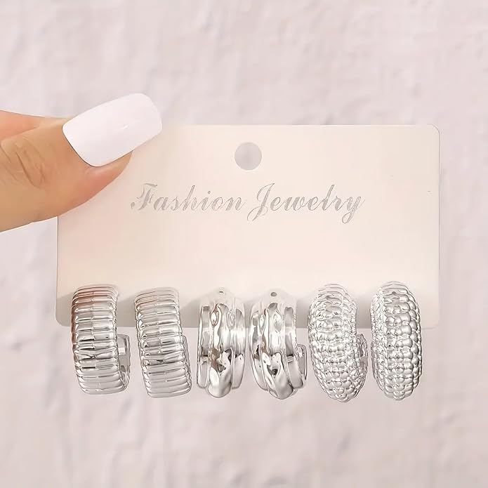 24 Pairs Chunky Gold Hoop Earrings Set for Women, Hypoallergenic Fashion Statement Hoops Earrings Pack Assorted Small Big Twisted Hoop Jewelry for Gift