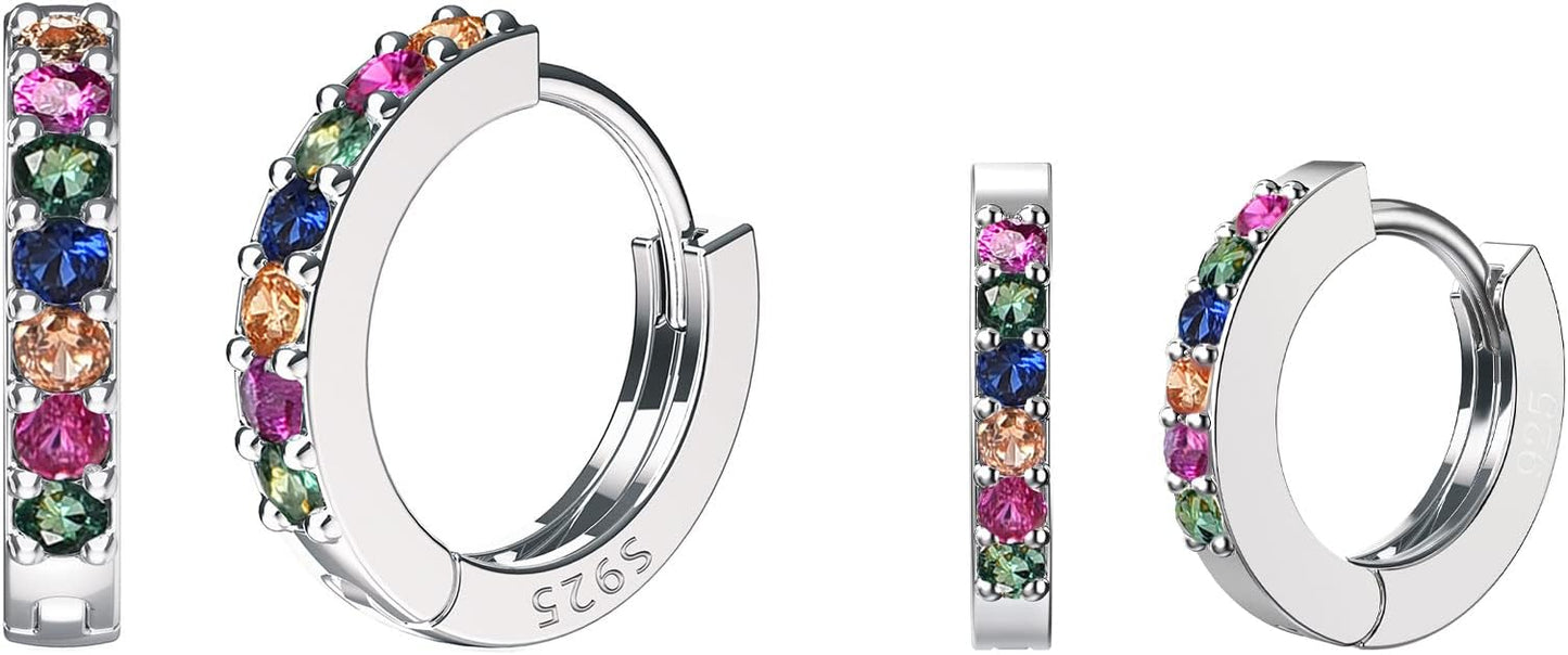 SWEETV 925 Sterling Silver Huggie Hoop Earrings for Women Girls-Tiny Small Cartilage Hoop Earring