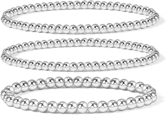 Elegance 11 designs 14K Gold Plated Bead Ball Bracelet Stretchable Elastic Gold Beaded Bracelets for Women