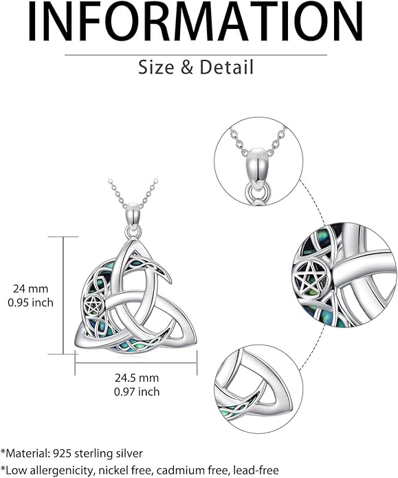 WINNICACA Christmas Gifts for Women Witches Knot Celtic Knot Necklace Sterling Silver Celtic Jewelry Protection Necklaces Irish Jewelry Birthday Gifts for Women Mom Wife Her