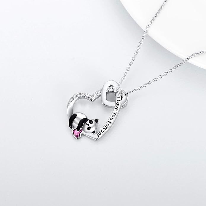 AOBOCO I Love You Forever Elephant/Koala/Sloth Cute Animal Heart Pendant Necklace with Austrian Crystal, Valentines Anniversary Birthday Jewelry Gift for Women