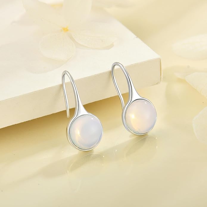 Opal Earrings 925 Sterling Silver Hook Drop Teardrop Gemstone Earrings October Birthstone Dangle Earrings Jewelry Gift for Women