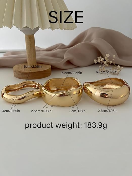 Chunky Gold Bangle Bracelets for Women, 14k Dainty Gold Cuff Stackable Bracelet Set, Trendy Bracelet Stack Fashion Jewelry Gifts