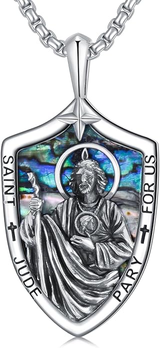 Taioiat Saint Necklace 925 Sterling Silver St Necklace Amulet Pendant Jewelry Religious Gift for Men Women