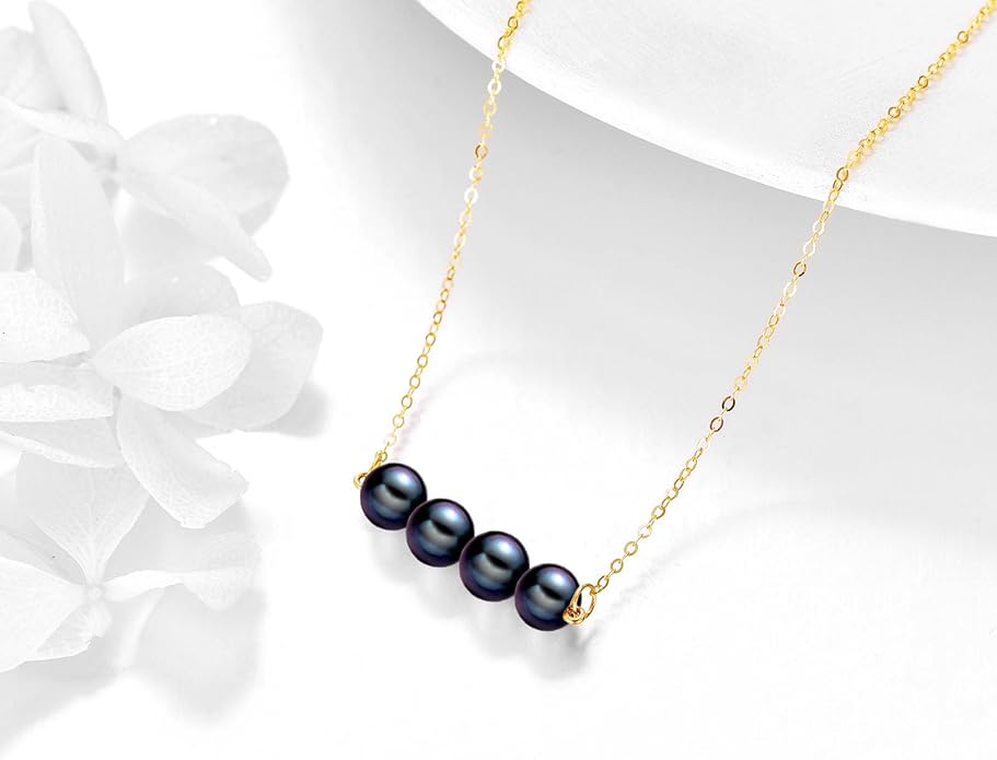KECHO 14K Real Gold Freshwater Cultured Pearl Pendant Necklace 14K Solid Gold Jewelry Anniversary Birthday Gifts for Women