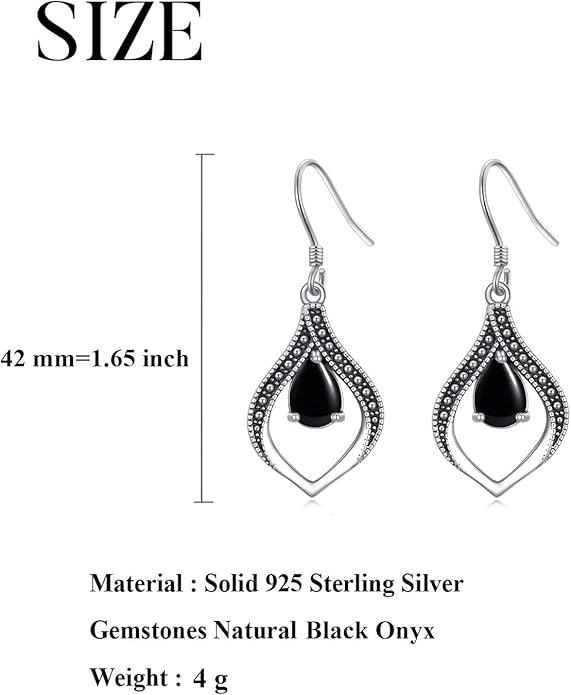Vintage Genuine Gemstone Earrings for Women Dangling 925 Sterling Silver Western Native American Style Jewelry for Wife Mother