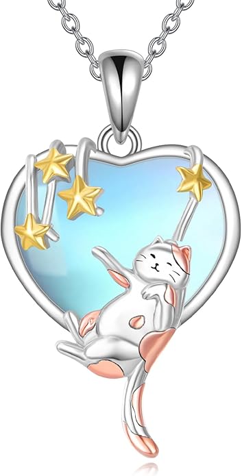 KQF Dragonfly/Butterlfy/Cat/Jellyfish/Bunny/Axolotl/Bee/Mermaid/Hummingbird/Elephant Necklace for Women Sterling Silver Moonstone Pendant Necklace Dragonfly Jewelry Gifts for Women