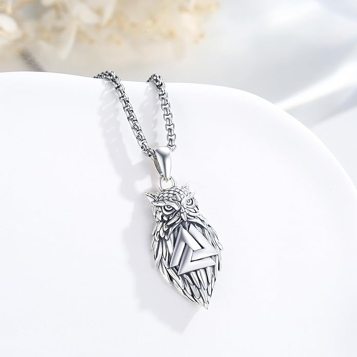 YueYuan Viking Necklace for Men 925 Sterling Silver Rune Amulet Pendant Nordic Necklace Viking Jewelry Gift for Father Husband Son