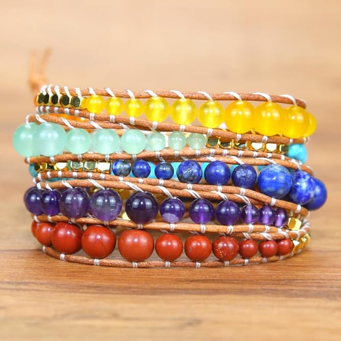 ZOSOJONA Boho Wrap Bead Bracelet for Women - Handmade Adjustable Natural Stone Beaded Bracelets Rope Yoga Healing Bracelet Bangle Hippie Jewelry