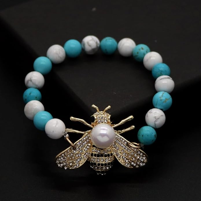 Honey Bee Brooches Crystal Insect Themed Bee Brooch Animal Fashion Shell Pearl Brooch Pin Gold Tone