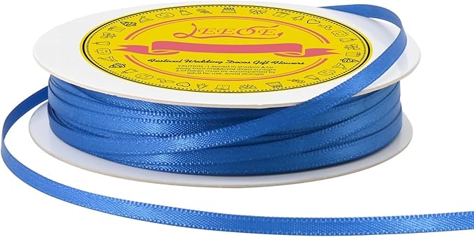 LEEQE Double Face Royal Blue Satin Thin Ribbon 1/8 inch X 50 Yards Polyester Royal Blue Ribbon for Gift Wrapping Very Suitable for Weddings Party Hair Bow Invitation Decorations and More