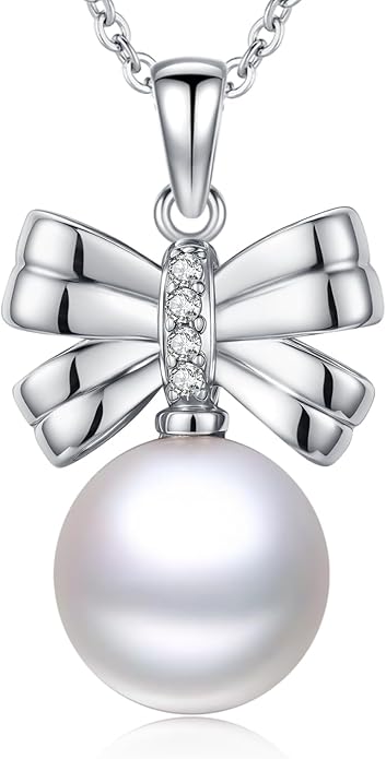 Sebina Pearl Pendant Necklace for Women,925 Sterling Silver Pendant Jewelry,Anniversary Christmas Birthday Valentines Gifts for Wife, Mom, Dauhter, Girlfriend,Her