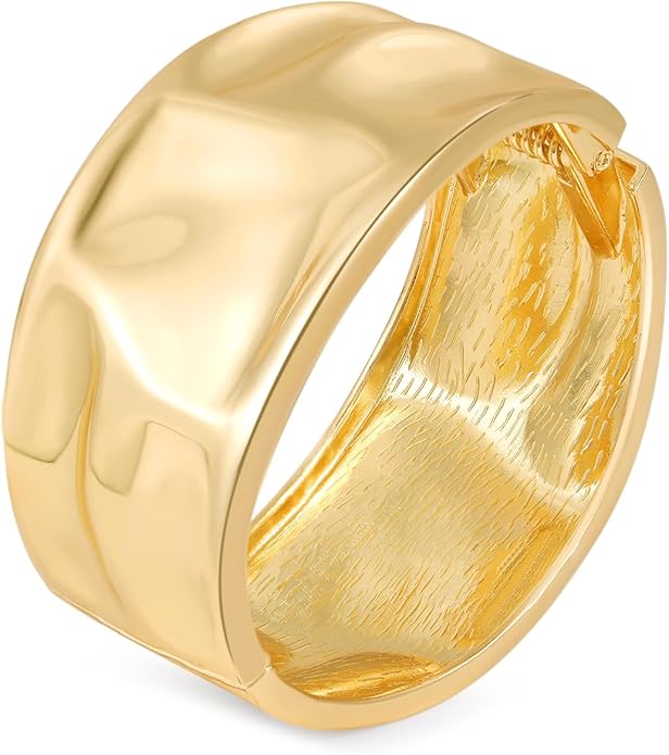 Bangle Bracelets for Women | 14K Gold Plated Trendy Wide Bracelets | Hinged Arm Cuff Bangles Chunky Bracelet for Women