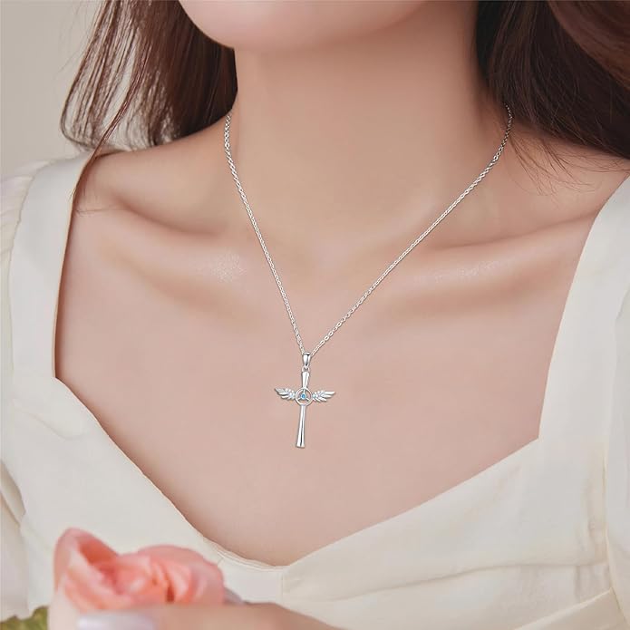 Cross Necklace for Women 925 Sterling Silver Cross Pendant Religious Christian Jewelry Faith Easter Gifts for Wife