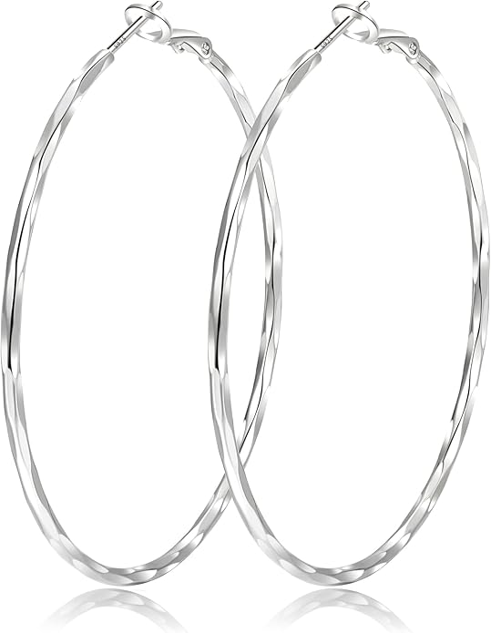 2MM Thin Gold Hoop Earrings Sterling Silver Post Hoop Earrings For Women Diamond-Cut Gold Hoops Earrings 14K Gold Plated Hoops Earrings Lightweight Hypoallergenic Oversize Gold Earrings For Women