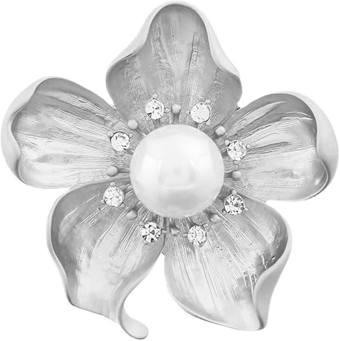 WCRAZYE Yellow Flower White Pearl Brooch for Women Girls - Gold Autumn Flower Pins for Mother, Wife, GF - Wedding, Bridal, Bouquet, Party Charm - Christmas, Valentine's Day