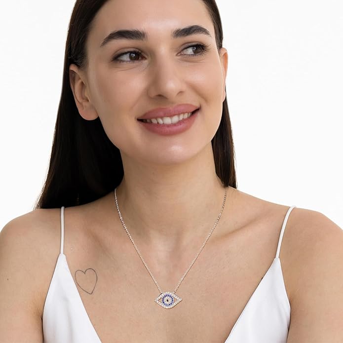 AENEAS Evil Eye Necklace for Women 925 Sterling Silver Necklace Ojo Turco Trendy Jewelry Gifts for Women Wife