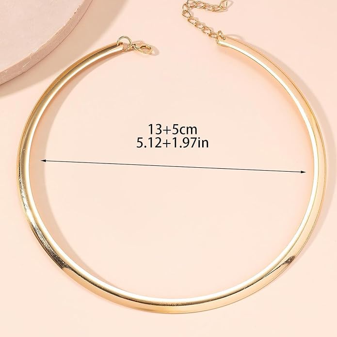 Collar Necklace for Woman Trendy Silver Choker Necklaces for Woman Statement Open Round Collar Choker Necklace