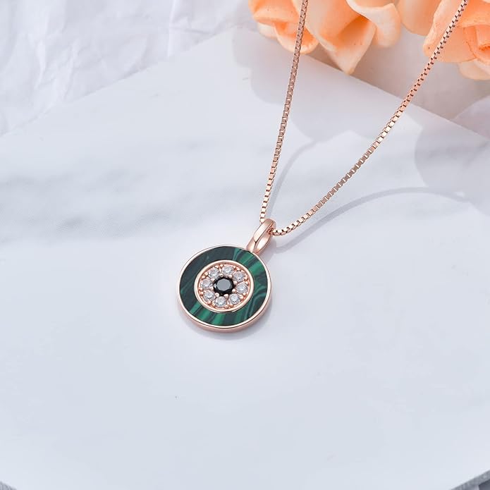 PEIMKO Evil Eye Necklace for Women 925 Sterling Silver Greek Protection Evil Eye Necklaces Jewelry Amulet Gift for Women
